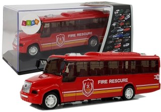 Autobus Straży Pożarnej z Naciągiem Światłami i Dźwiękami Otwierane Drzwi LEAN Toys