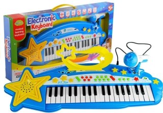 Duży Keyboard 37 Klawiszy MP3 + Mikrofon Niebieski LEAN Toys