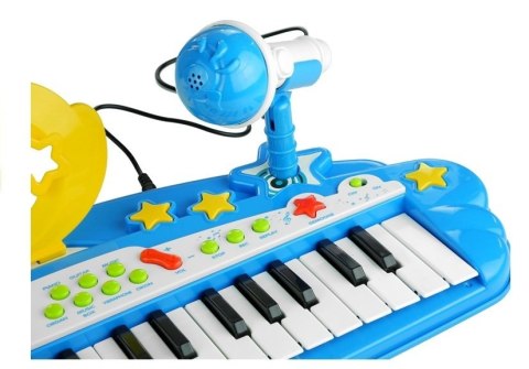 Duży Keyboard 37 Klawiszy MP3 + Mikrofon Niebieski LEAN Toys