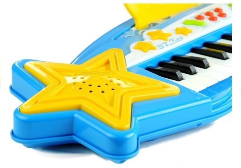 Duży Keyboard 37 Klawiszy MP3 + Mikrofon Niebieski LEAN Toys