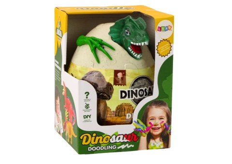 Jajo Z Dinozaurami Do Malowania Farbki Pędzelki DIY Zielony LEAN Toys