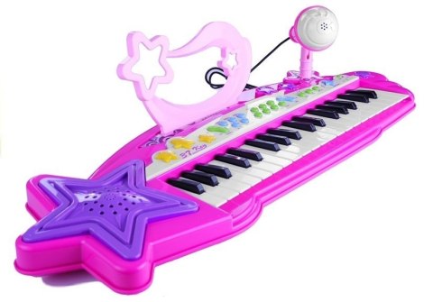 Keyboard Organki 37 Klawiszy MP3 Mikrofon Różowe LEAN Toys