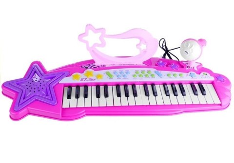 Keyboard Organki 37 Klawiszy MP3 Mikrofon Różowe LEAN Toys