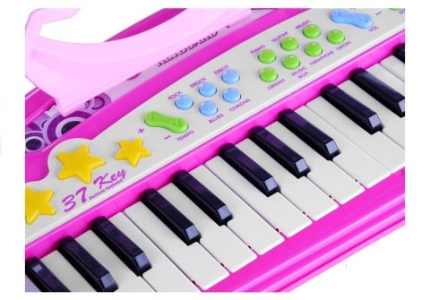 Keyboard Organki 37 Klawiszy MP3 Mikrofon Różowe LEAN Toys