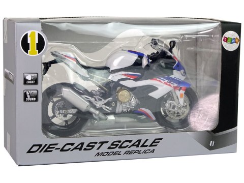 Motocykl Model BMW S1000RR Biały Dźwięki Światła LEAN Toys