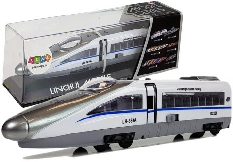 Pociąg Pendolino z Naciągiem Biały z Dźwiękiem i Światłami LEAN Toys