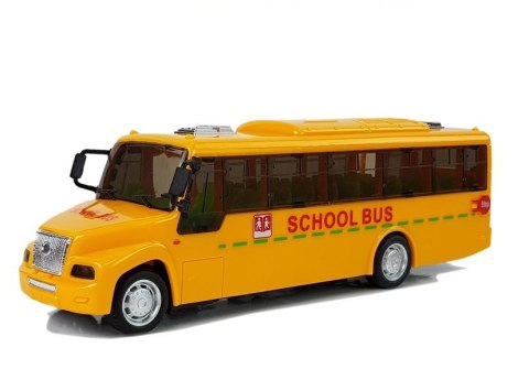 Szkolny Autobus z Naciągiem Światłami i Dźwiękami Otwierane Drzwi LEAN Toys