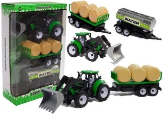 Traktor z Przyczepa z Belami Siana Cysterna LEAN Toys