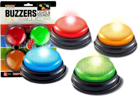 Zestaw Buzzers 4 Światełka Światło Dźwięk 4 Kolory LEAN Toys