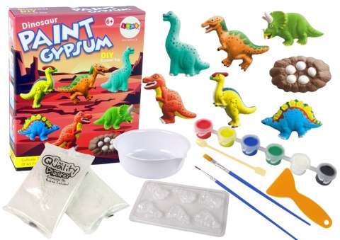 Zestaw DIY Odlewy Gipsowe Malowanie Farby Dinozaury LEAN Toys