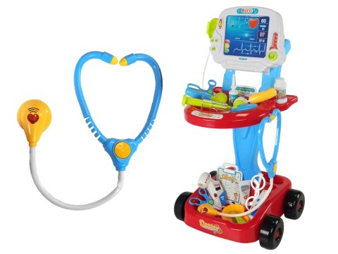 Zestaw Lekarski na Wózku Stolik Lekarski Doktor 17 Elementów EKG LEAN Toys