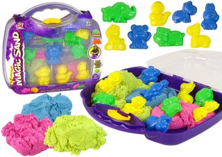 Magiczny Piasek Kinetyczny w Walizce 3 Kolory Foremki 1 kg LEAN Toys