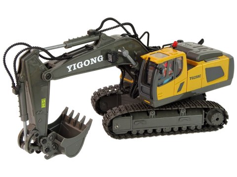 Koparka Gąsienicowa 1:20 Sterowana Pilotem Żółto- szara LEAN Toys