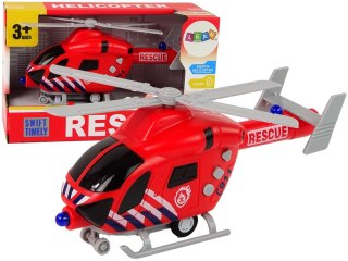 Helikopter Ratunkowy Straż Pożarna Czerwony Dźwięk Światła Śmigła LEAN Toys