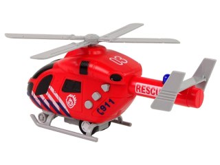 Helikopter Ratunkowy Straż Pożarna Czerwony Dźwięk Światła Śmigła LEAN Toys