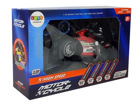 Motor Sportowy Ścigacz Zdalnie Sterowany 2.4G Zasięg 35 m Czerwony LEAN Toys