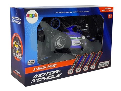 Motor Sportowy Ścigacz Zdalnie Sterowany 2.4G Zasięg 35 m Niebieski LEAN Toys