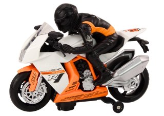 Motor Z Motocyklistą Światła Dźwięki Czujnik Przeszkód Biały LEAN Toys