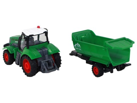 Zdalnie Sterowany Ciągnik Traktor R/C z Przyczepą 1:24 Światła Zielony LEAN Toys