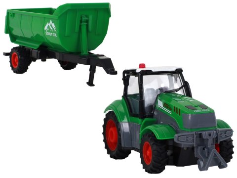 Zdalnie Sterowany Ciągnik Traktor R/C z Przyczepą 1:24 Światła Zielony LEAN Toys