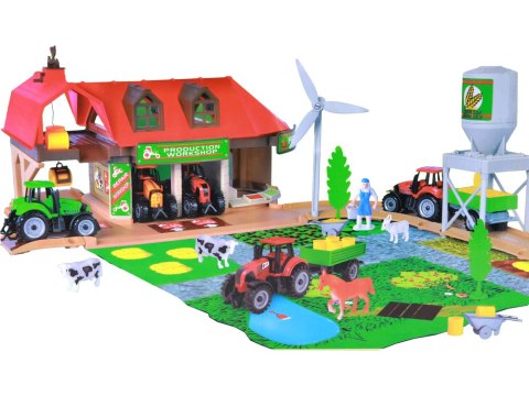 Zestaw Duża Farma Traktor z Przyczepą Akcesoria 48 Elementów LEAN Toys