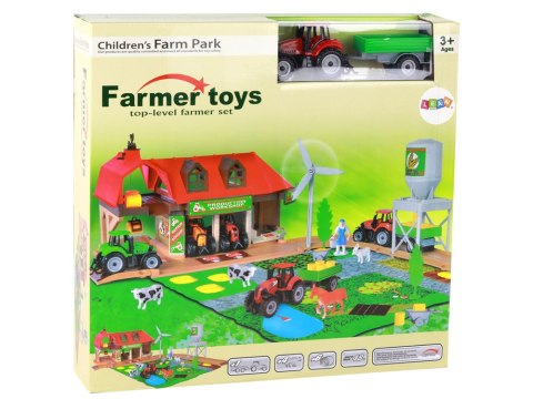 Zestaw Duża Farma Traktor z Przyczepą Akcesoria 48 Elementów LEAN Toys