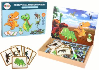 Zestaw Edukacyjnych Puzzli Magnetycznych z Dinozaurami LEAN Toys