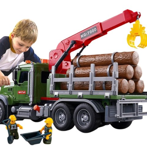 Ciężarówka Z Dźwigiem Transport Drewna Światła Dźwięki LEAN Toys