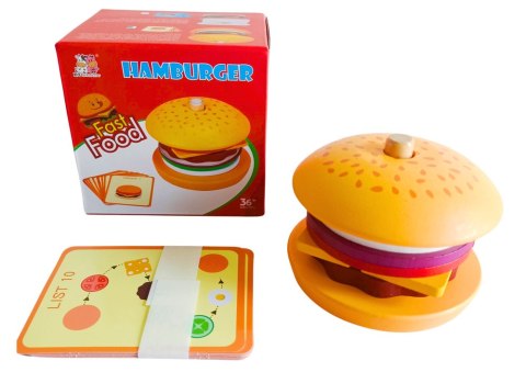 Hamburger Drewniany 8 El Karty Z Przepisami 10 Szt LEAN Toys