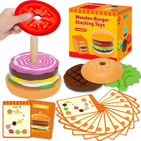 Hamburger Drewniany 8 El Karty Z Przepisami 10 Szt LEAN Toys