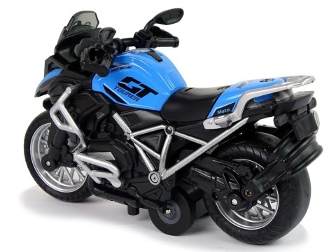 Motocykl GT Niebieski 1:14 Napęd Pull-Back Dźwięk Światła LEAN Toys