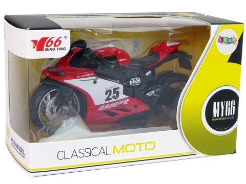 Motocykl Sportowy Czerwony 1:12 Napęd Pull-Back Dźwięk Światła LEAN Toys