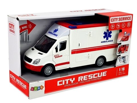 Ambulans Z Napędem Frykcyjnym 1:16 Dźwięk Światła LEAN Toys