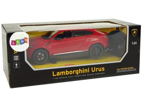 Auto R/C 1:24 Lamborghini Urus Czerwony 2.4 G Światła LEAN Toys