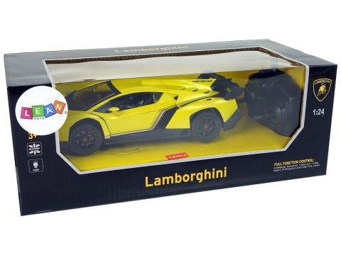 Auto Sportowe R/C 1:24 Lamborghini Veneno Żółte 2.4 G Światła LEAN Toys