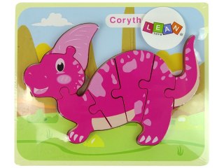 Drewniane Puzzle Dinozaur Corythosaurus Różowy Spinosaurus Fioletowy LEAN Toys