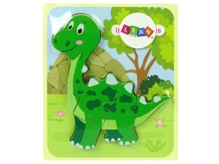 Drewniane Puzzle Dinozaur Isanosaurus Tyranosaurus Zielony LEAN TOYS