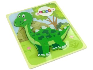 Drewniane Puzzle Dinozaur Isanosaurus Tyranosaurus Zielony LEAN TOYS