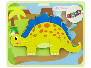 Drewniane Puzzle Dinozaur Stegosaurus Żółty Oviraptor Żółty LEAN Toys