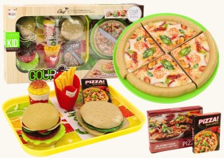 Zestaw Fast Food Pizza Burgery Frytki Akcesoria Dla Dzieci 24 ele. LEAN Toys