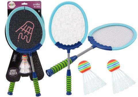 Zestaw 2 Rakietek Do Gry W Badmintona Paletki Lotki Badminton Niebieski LEAN Toys