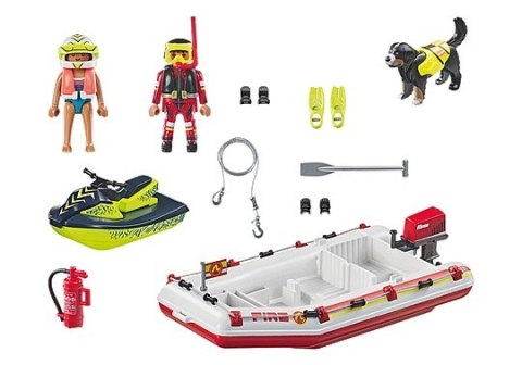 Zestaw figurek Action Heroes 71464 Łódź straży pożarnej ze skuterem wodnym Playmobil