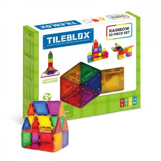 Klocki magnetyczne Tileblox Zestaw tęczowy z tablicą magnetyczną 30 elementów Magformers