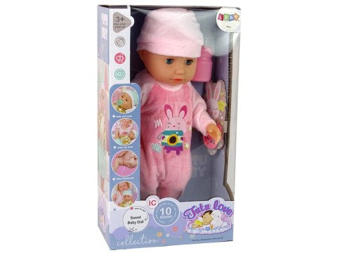 Lalka Bobas Siusia Dźwięk Smoczek Butelka Różowa Piżama LEAN Toys