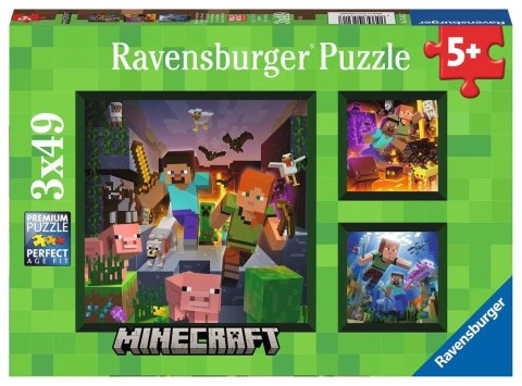 Puzzle 3x49 elementów Minecraft Ravensburger Polska