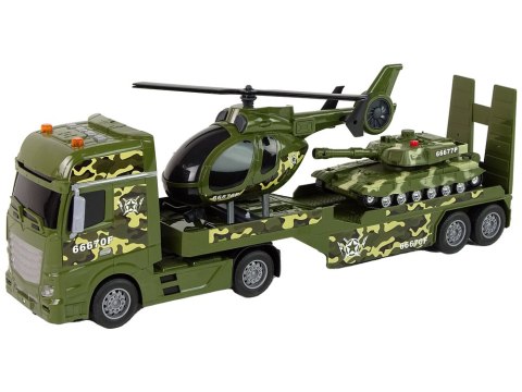 Zestaw Militarny Czołg Napęd Frykcyjny Helikopter Ciężarówka LEAN Toys