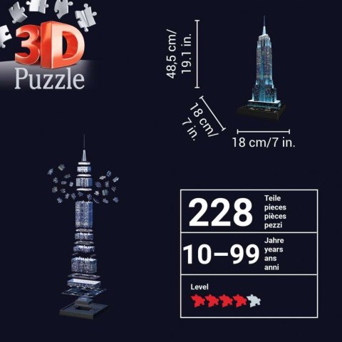 Puzzle 3D Budynki nocą Empire State Building Ravensburger Polska