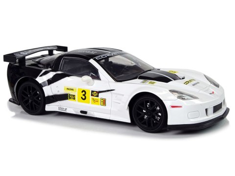 Auto Sportowe Wyścigowe R/C 1:18 Corvette C6.R Biały 2.4 G Światła LEAN Toys