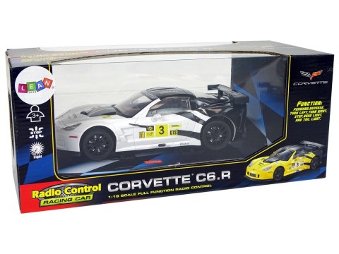 Auto Sportowe Wyścigowe R/C 1:18 Corvette C6.R Biały 2.4 G Światła LEAN Toys