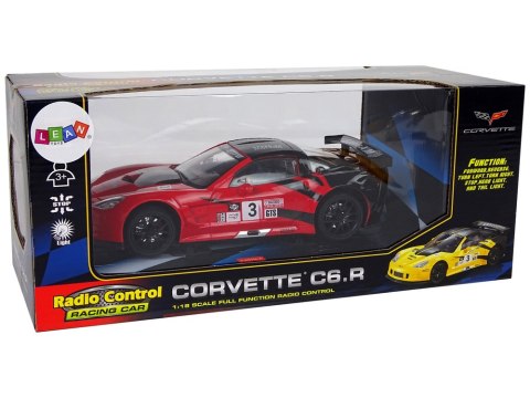 Auto Sportowe Wyścigowe R/C 1:18 Corvette C6.R Czerwony 2.4 G Światła LEAN Toys